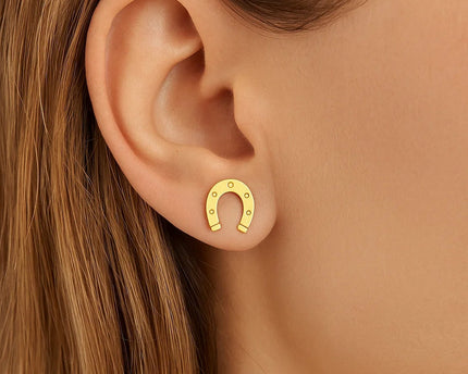 14K Yellow Gold Horseshoe Earrings