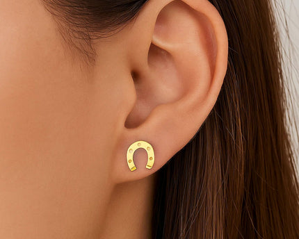 14K Yellow Gold Horseshoe Earrings