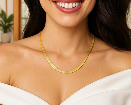Sterling Silver Yellow Gold Plated Imperial Herringbone Chain (2.70 mm)