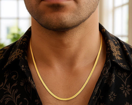 Sterling Silver Yellow Gold Plated Imperial Herringbone Chain (2.70 mm)