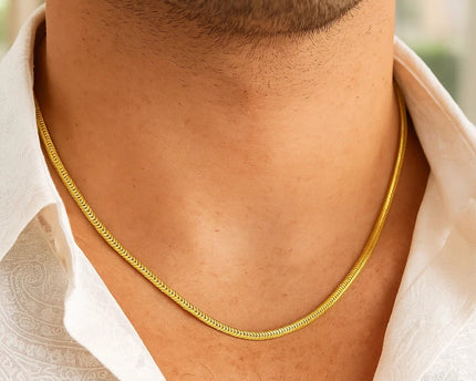 Sterling Silver Yellow Gold Plated Oval Snake Chain (3.30 mm)