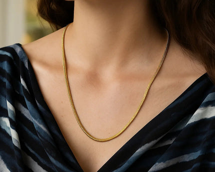 Sterling Silver Yellow Gold Plated Oval Snake Chain (3.30 mm)
