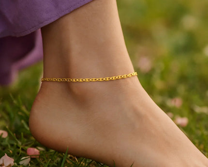 10k Yellow Gold Mariner Link Anklet 1.2mm