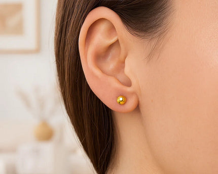 14k Yellow Gold Ball Style Stud Earrings (4mm)