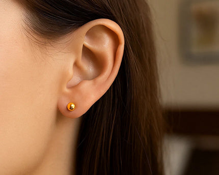 14k Yellow Gold Ball Style Stud Earrings (4mm)