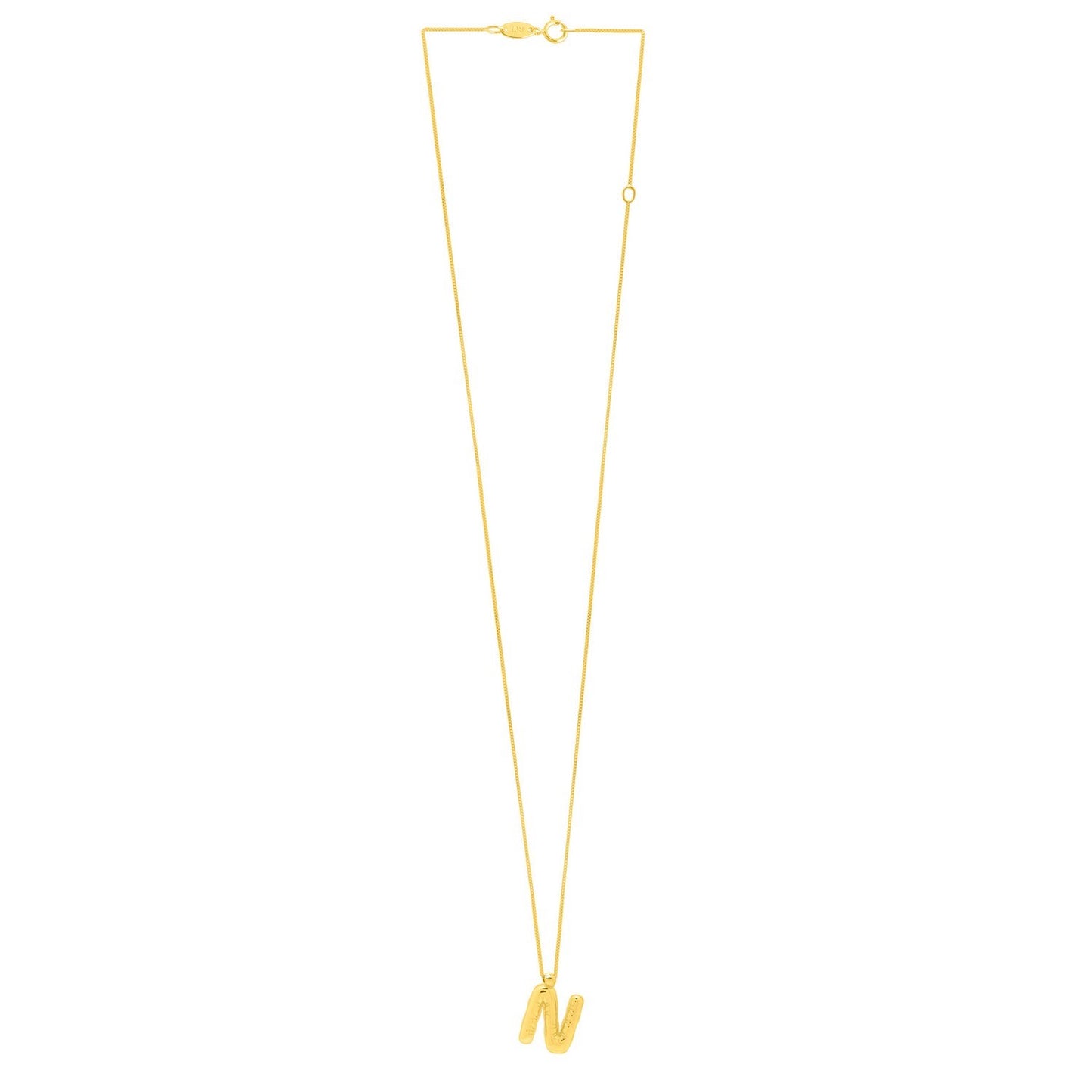 14K Yellow Gold Helium Initial N Pendant
