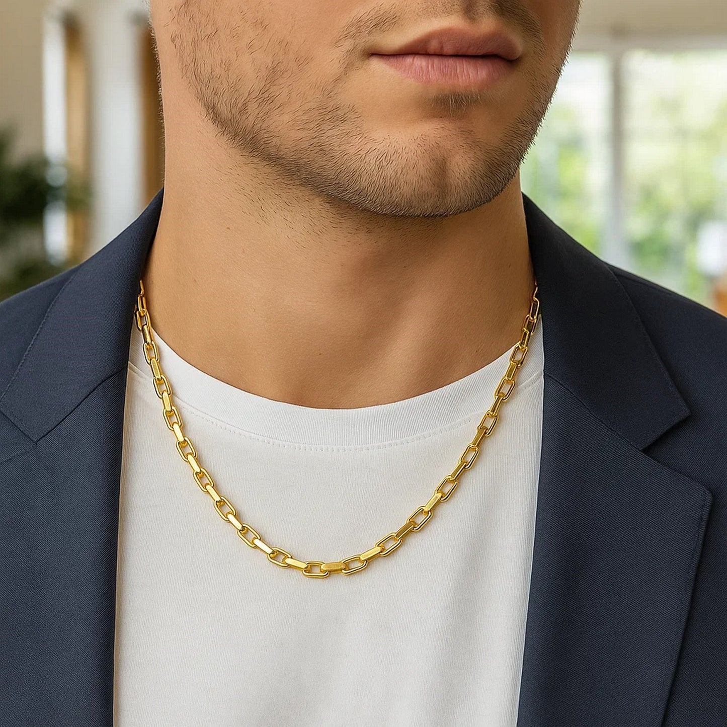 Sterling Silver Gold Plated French Cable Chain (5.00 mm)