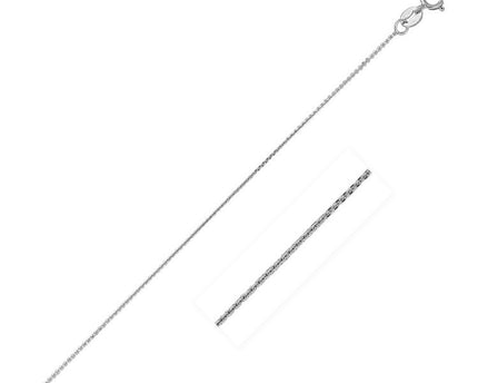14k White Gold Diamond Cut Cable Link Chain (0.87 mm)