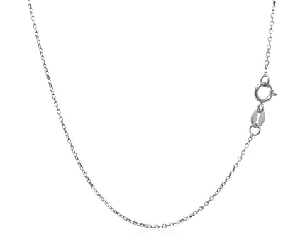 14k White Gold Diamond Cut Cable Link Chain (0.87 mm)