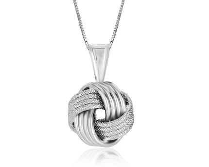 Sterling Silver Pendant with a Ridge Textured Love Knot Design