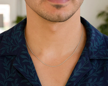 14k White Gold Machine Rope Chain (0.85 mm)