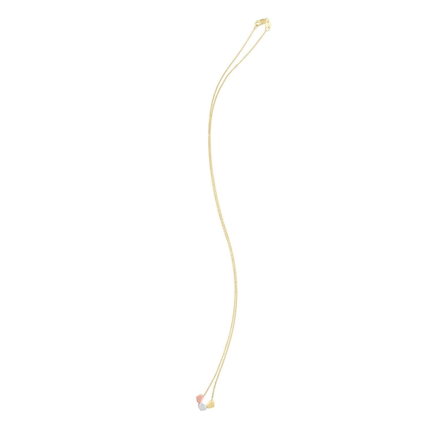 14K Tri Color Gold Triple Heart Necklace