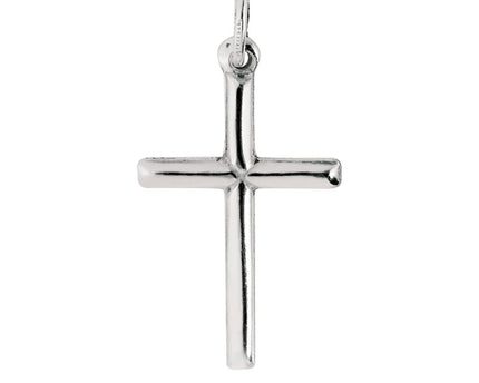 Sterling Silver Rhodium Plated Medium Tube Cross Pendant