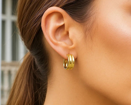 Medium Concave Hoop Earrings in 14K Yellow Gold