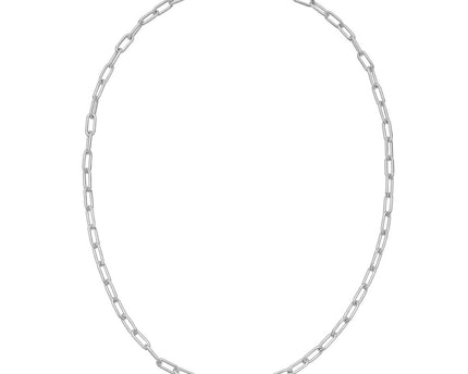 Sterling Silver Rhodium Plated Round Link Paperclip Chain (4.10 mm)
