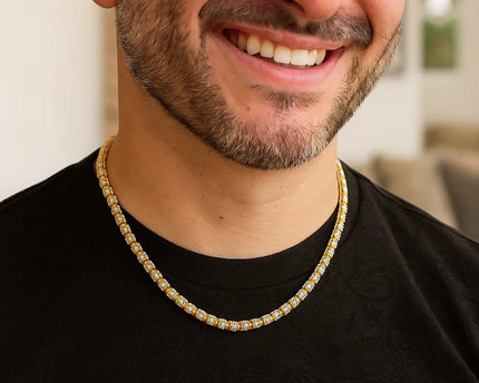 Sterling Silver with Gold Plated Ice Barrel Chain (5.00 mm)