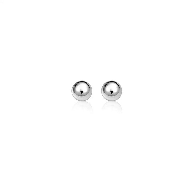 14k White Gold Spherical Stud Earrings (7.0 mm)