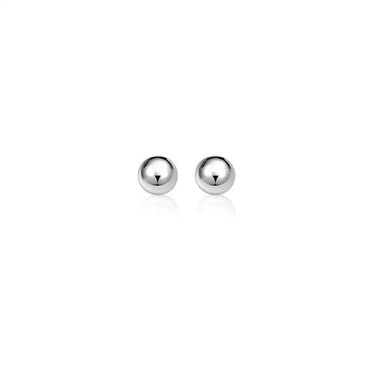 14k White Gold Spherical Stud Earrings (7.0 mm)