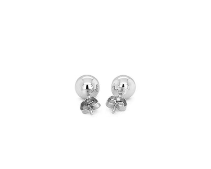 14k White Gold Spherical Stud Earrings (7.0 mm)