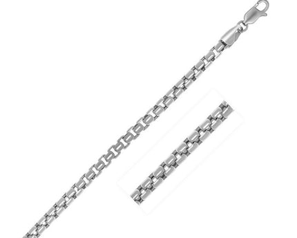 Sterling Silver Rhodium Plated Round Box Chain (3.80 mm)