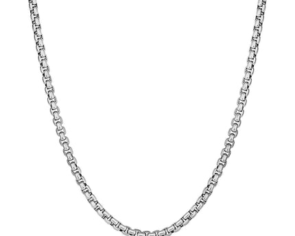 Sterling Silver Rhodium Plated Round Box Chain (3.80 mm)