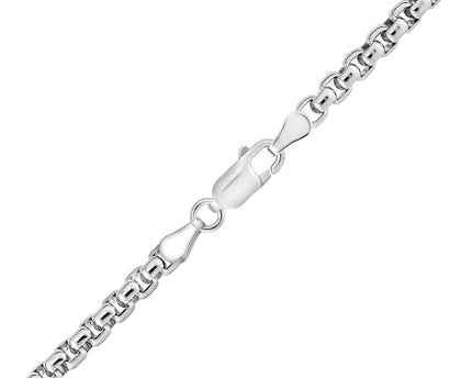 Sterling Silver Rhodium Plated Round Box Chain (3.80 mm)