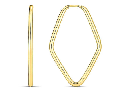 14k Yellow Gold Endless Marquise Hoops