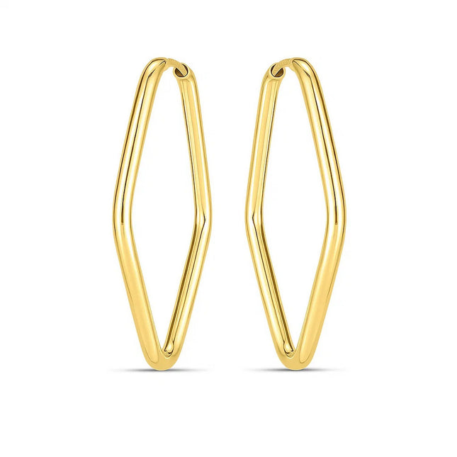 14k Yellow Gold Endless Marquise Hoops
