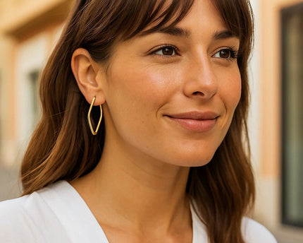 14k Yellow Gold Endless Marquise Hoops