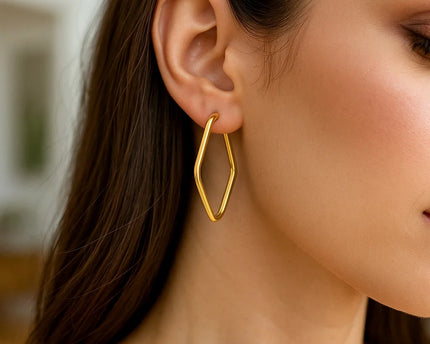 14k Yellow Gold Endless Marquise Hoops