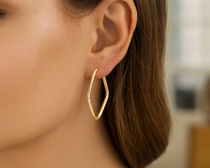 14k Yellow Gold Endless Marquise Hoops