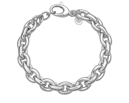 Sterling Silver Rhodium Plated Oval Link Bracelet