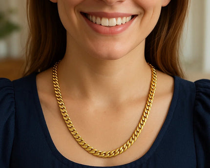 Sterling Silver Yellow Gold Plated Miami Cuban Chain (7.00 mm)