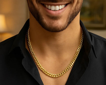 Sterling Silver Yellow Gold Plated Miami Cuban Chain (7.00 mm)