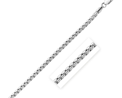 Sterling Silver Rhodium Plated Round Box Bracelet  (5.20 mm)