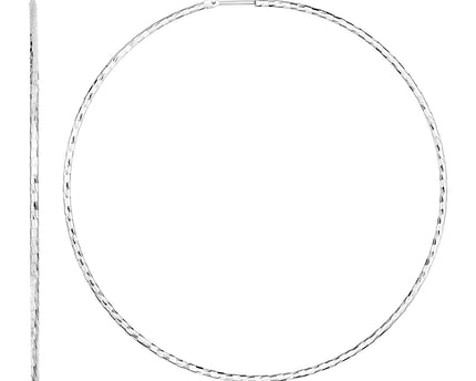 Sterling Silver Large Textured Round Hoop Earrings(1.6x70mm)