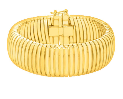 Sterling Silver Yellow Gold Plated Extra Thick Tubogas Bracelet (18.00 mm)