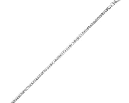 Sterling Silver Rhodium Plated Solid Round Byzantine Chain (3.20 mm)