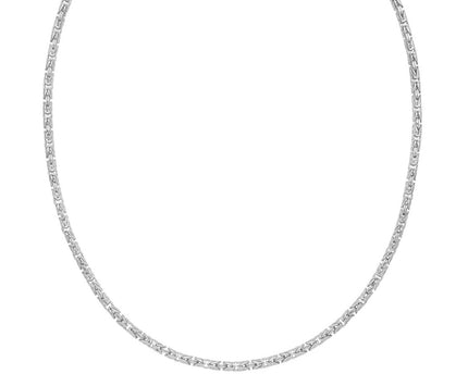 Sterling Silver Rhodium Plated Solid Round Byzantine Chain (3.20 mm)