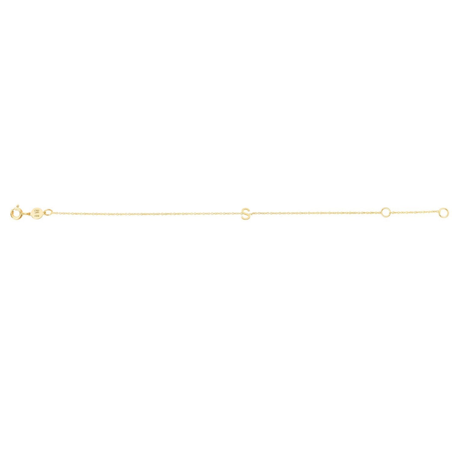 14K Yellow Gold Mini Initial S Bracelet