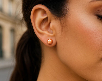 14k Rose Gold Round Faceted Style Stud Earrings(7mm)
