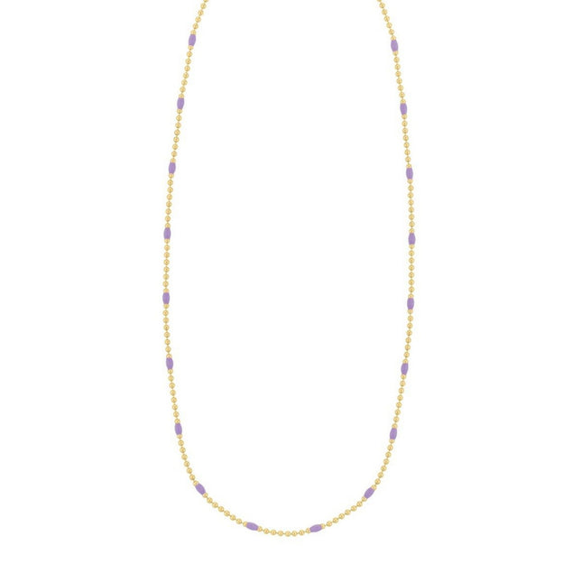 Sterling Silver Gold Plated Purple Enamel Beaded Necklace