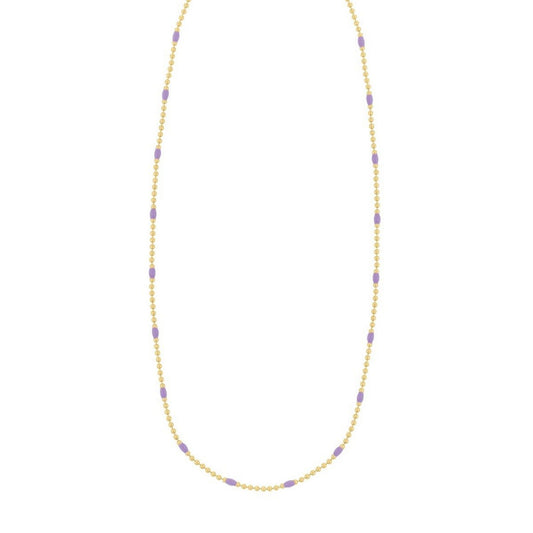 Sterling Silver Gold Plated Purple Enamel Beaded Necklace