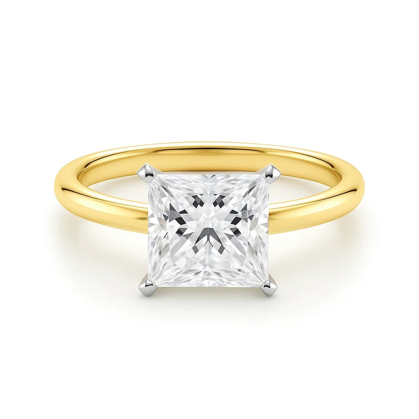 2 Carat Princess Lab Grown IGI G/VS1 Diamond Solitaire Ring in 10K Yellow Gold