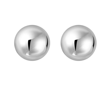 Sterling Silver Rhodium Plated Puffed Button Omega Earrings