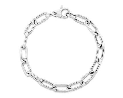 Sterling Silver Wide Paperclip Chain Bracelet (6.50 mm)