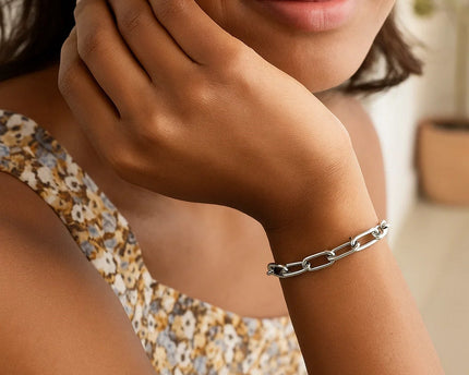 Sterling Silver Wide Paperclip Chain Bracelet (6.50 mm)