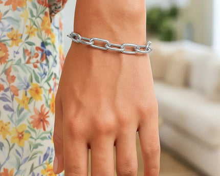Sterling Silver Wide Paperclip Chain Bracelet (6.50 mm)