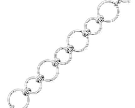 Sterling Silver Rhodium Plated Round Link Necklace