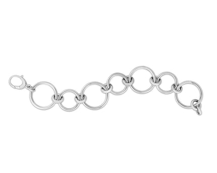 Sterling Silver Rhodium Plated Round Link Necklace